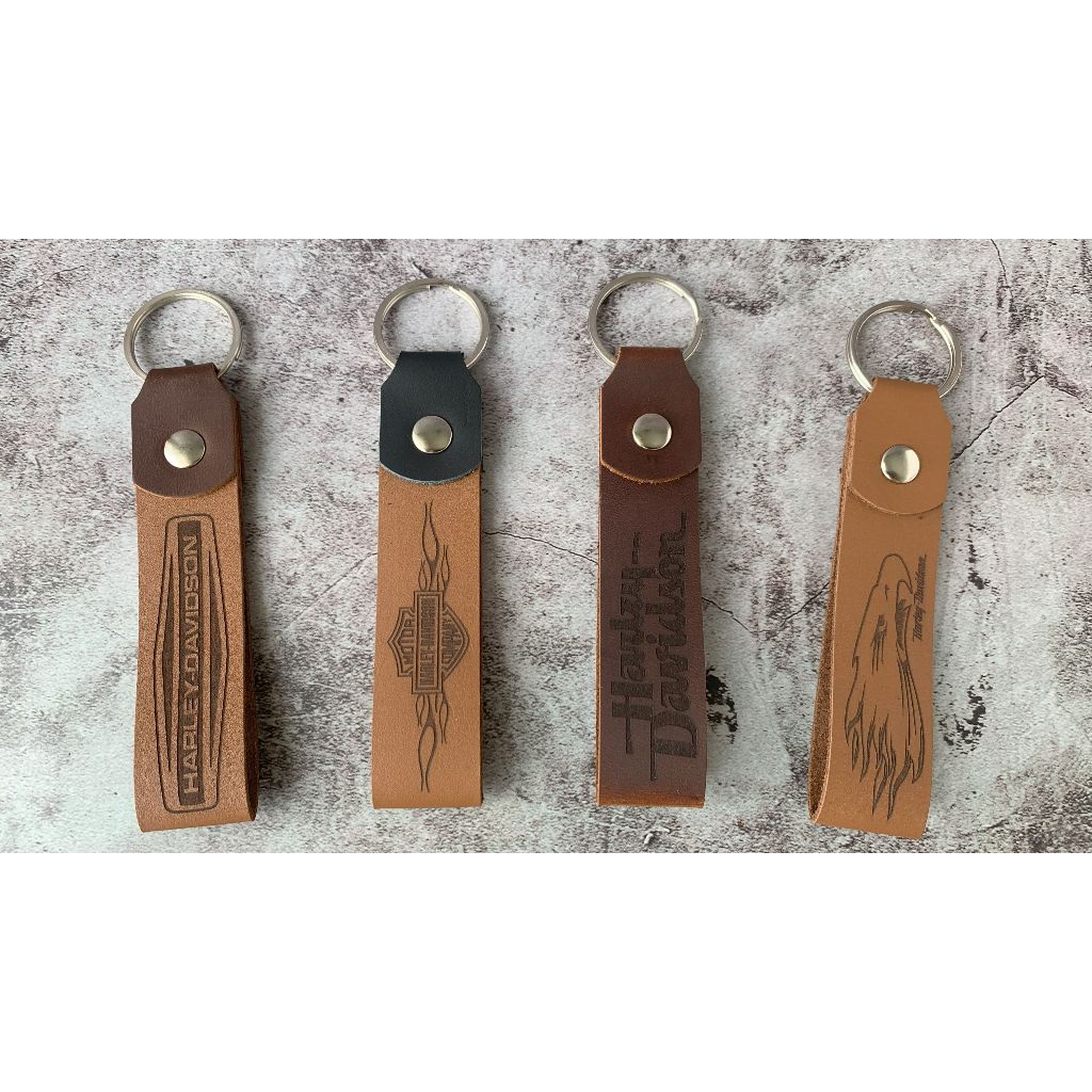 [Harley Davidson] Móc khóa da bò khắc logo Harley Davidson