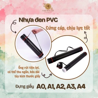 [catmocan] Ống đựng Giấy Vẽ A0/A1/A2/A3/A4 - Ống Phi 7,8,10 - Nhựa Cứng Chống Thấm, Có Dây Đeo