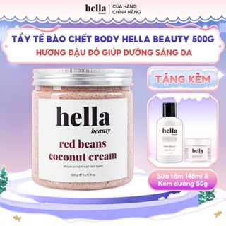 Tẩy tế bào chết body đậu đỏ Hella Beauty 500g giúp làm sạch sâu hỗ trợ dưỡng sáng da