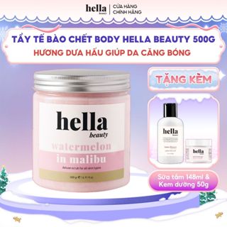 Tẩy tế bào chết body dưa hấu Hella Beauty 500g giúp làm sạch sâu hỗ trợ da căng bóng