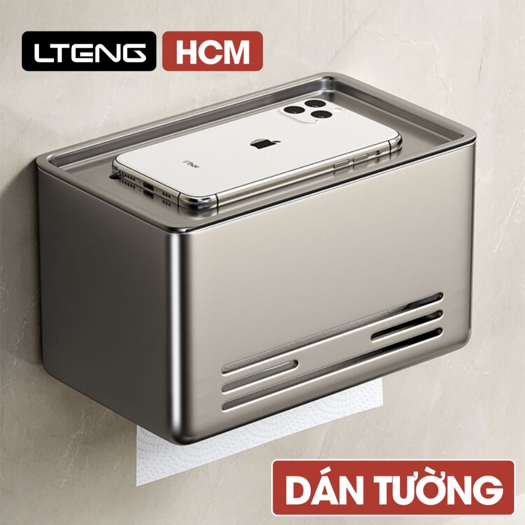Hộp đựng giấy vệ sinh nhà tắm LTENG dán tường, chống nước, Chất liệu nhôm không gian cao cấp, tặng k