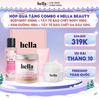 Hộp quà combo 4 Tẩy tế bào chết body + Bodymist hương nước hoa 250ml + Tẩy tế bào chết da đầu 150g + Kem body 100G