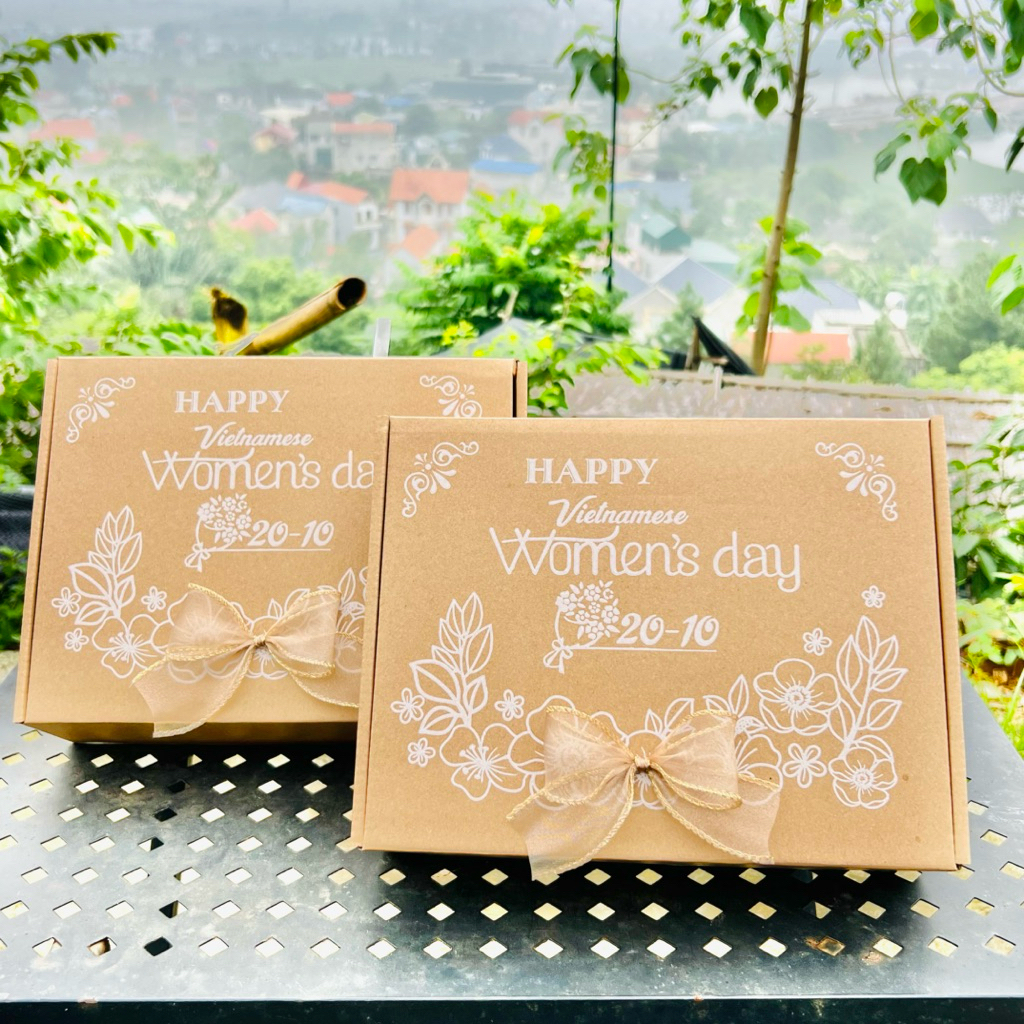(Tặng kèm rơm -túi đựng ) Combo Hộp quà 20/10 , hộp đựng quà chúc mừng ngày 20-10