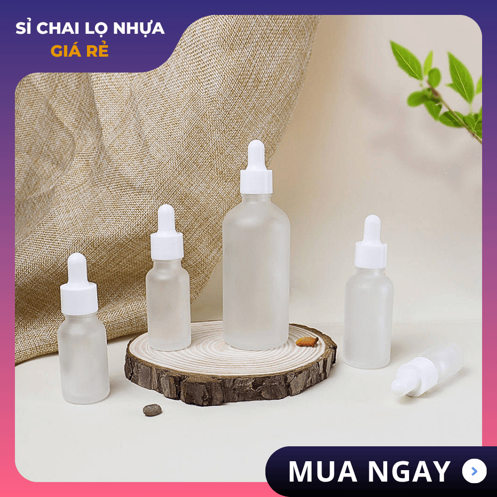 Chai Lọ Chiết Serum 5ml – 100ml Thủy Tinh Mờ Khoen Trắng Dùng Đựng Tinh Dầu, Mỹ Phẩm Sang Trọng