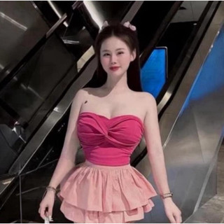 G68p Áo ống croptop xoắn nơ  phom croptop size dưới 53kg