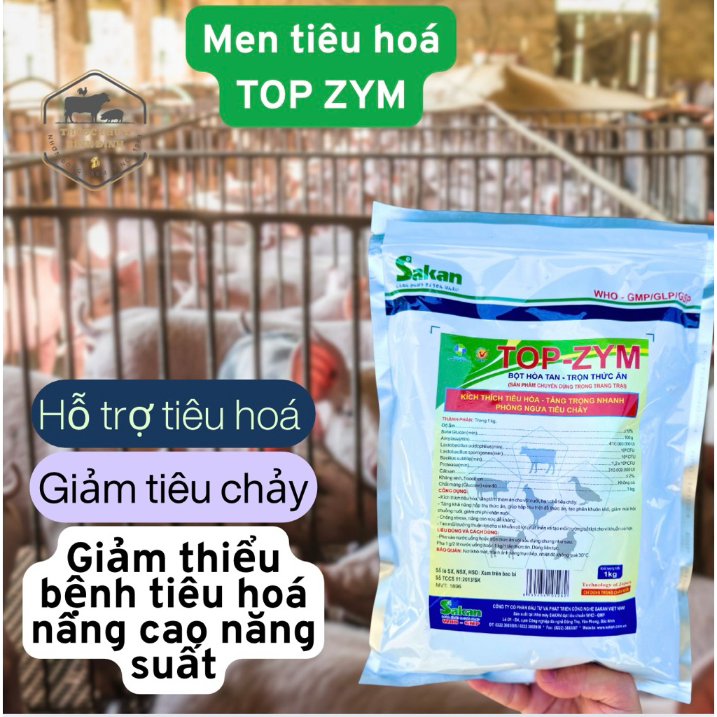 Men tiêu hoá Top-zym 1kg hàng chính hãng sakan