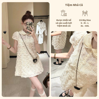 Set váy nữ [Ceci Dress] màu kem dáng baby doll tiểu thư dễ thương cute đi chơi cafe chụp ảnh Tiệm Nhà Cá