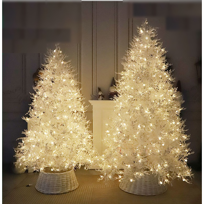 (HOẢ TỐC) Cây Thông PE Cành Khô Trắng C70 Kèm Đèn Mẫu Mới Nhất Trang Trí Noel Giáng Sinh