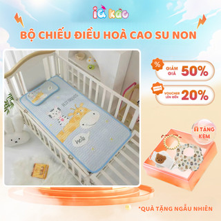  Chiếu Điều Hòa Cao Su Non Kèm Gối IQKao Cho Bé Mát Lưng Thoáng Khí Kiêm Đệm Ngủ Cho Bé Sơ Sinh Size 60x120cm 