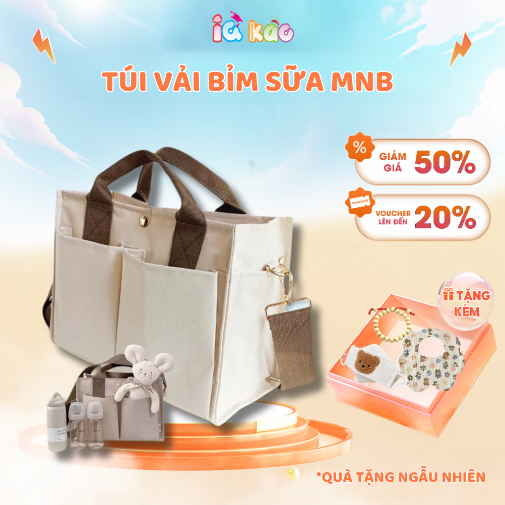 Túi Đựng Bỉm Sữa Đa Năng MNB Cho Mẹ Bỉm Túi Vải Kích Thước Lớn Nhiều Ngăn Đựng Đồ Đeo Chéo Công Sở IQKAO