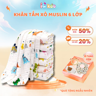 Khăn Tắm Muslin 6 Lớp Cho Bé IQKAO – Khăn Ủ, Choàng Đa Năng, Size 110x105cm, Mềm Mại, Thoáng Mát, An Toàn Cho Bé KT61