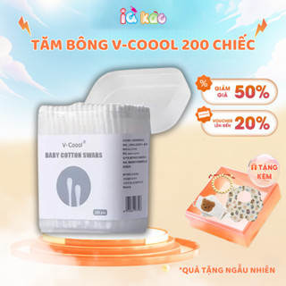Set 5 Hộp Tăm Bông Kháng Khuẩn V-Cool/Misuta Cho Trẻ Sơ Sinh – An Toàn, 2 Đầu Mềm Mại, Không Xơ,Hộp 200 Chiếc IQKAO