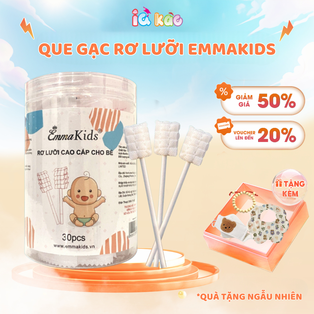 Hộp 30 Que Gạc Rơ Lưỡi Cho Bé Sơ Sinh & Trẻ Nhỏ  Siêu Mềm, Làm Sạch Dịu Nhẹ, An Toàn, Tiện Lợi IQKAO
