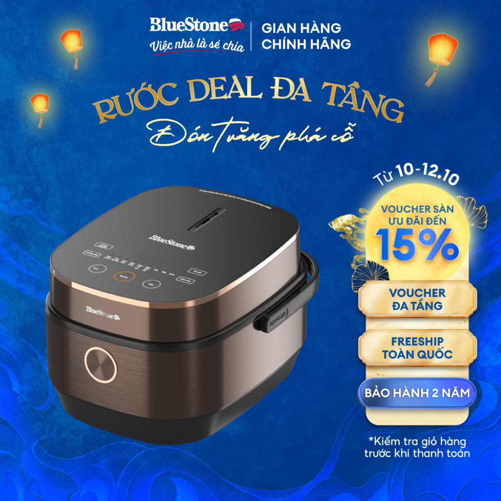 Nồi Cơm Điện Tử Lòng Niêu BlueStone RCB-5949 | 1.5L – 860W | Nấu Cơm Cháy Ngon – Dẻo Thơm Chuẩn Niêu | BH 2 Năm
