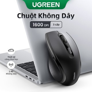  Chuột không dây UGREEN 2.4G Thiết kế công thái học kích thước đầy đủ 800 1200 1600 DPI 6 nút Nhấp chuột ít tiếng ồn Truy 