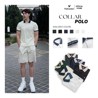 Áo polo nam TORANO ngắn tay, thoáng khí, trơn bo kẻ FSTP003