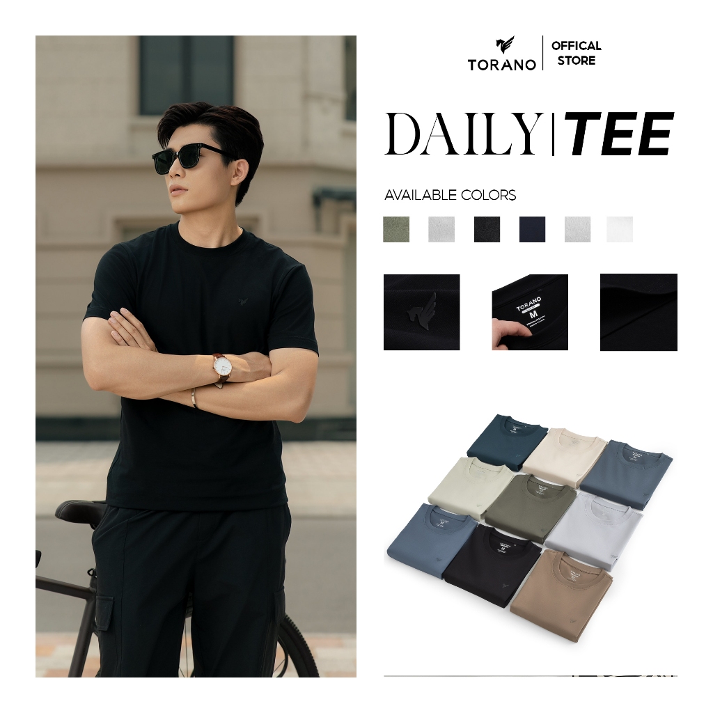 Áo thun nam trơn DAILY TEE TORANO chất cotton mát lạnh thoáng khí, thấm hút mồ hôi và co giãn thoải mái FSTS001 | BigBuy360 - bigbuy360.vn