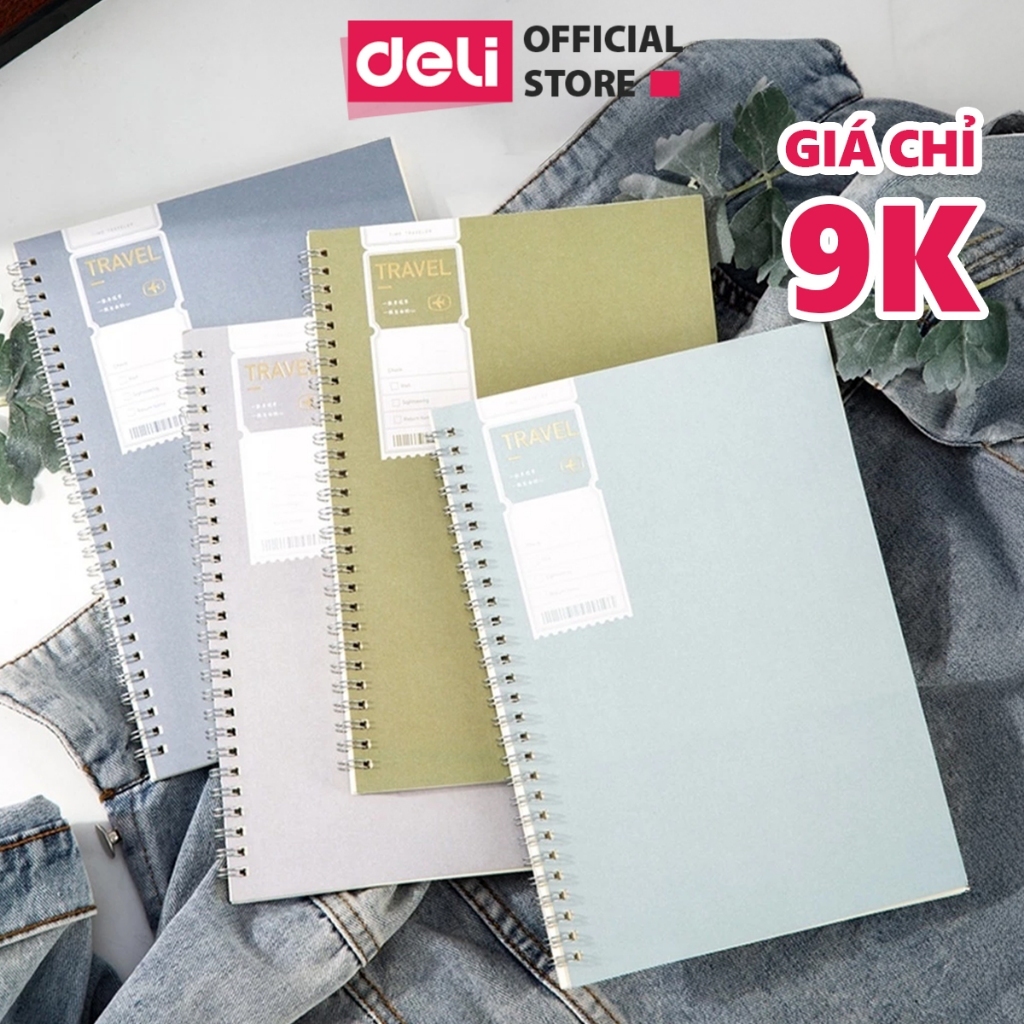 Sổ Lò Xo Kép A5 Deli 120 Trang – Ghi Chép, Giấy Kẻ Ngang Chống Lóa, Gáy Xoắn, Planner/Notebook