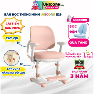   CẢI TIẾN Ghế học sinh tiểu học Unicorn E92 Ghế ngồi học chống gù Cải tiến có tay vịn Nâng hạ chiều cao Đệm ghế êm ái 