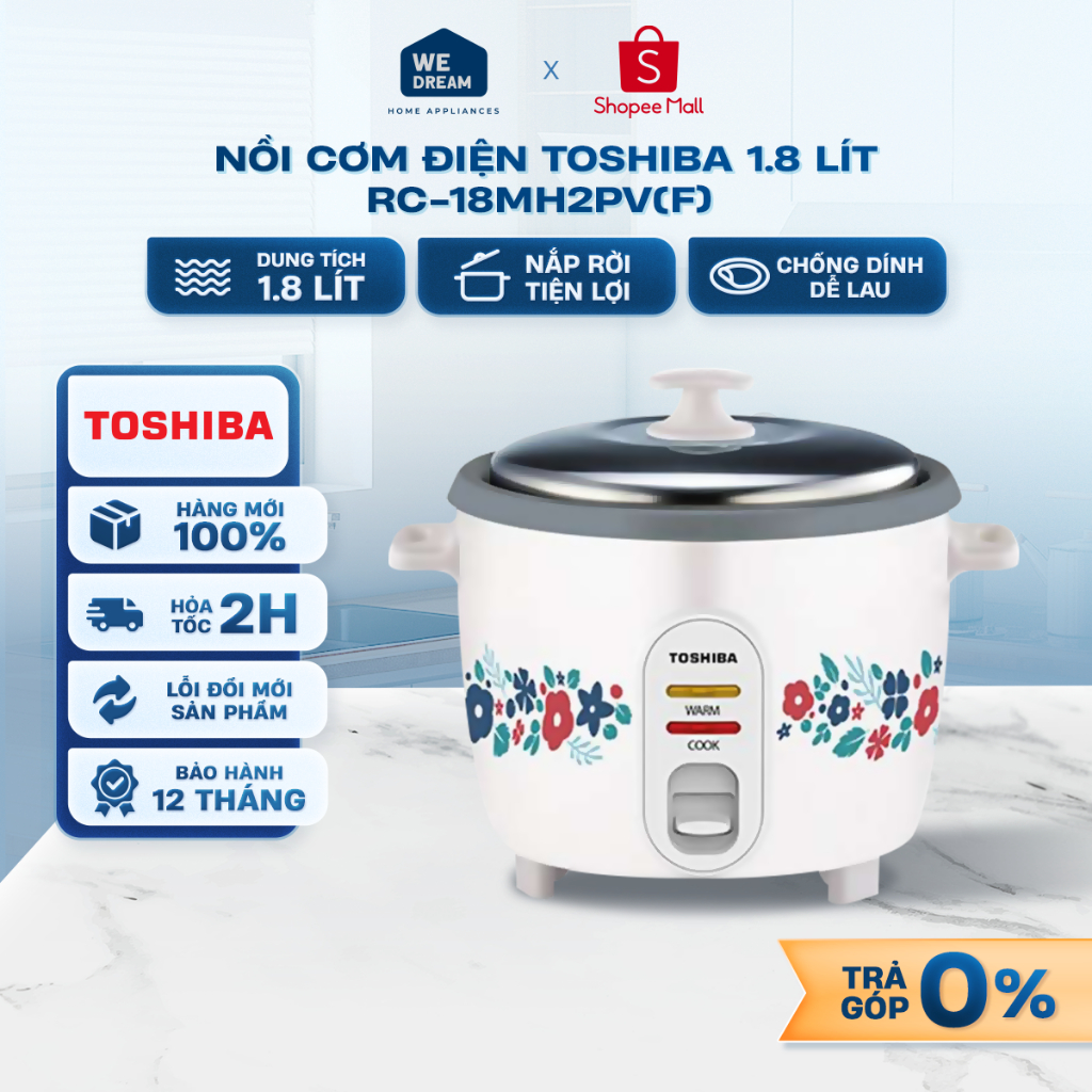 RC-18MH2PV(F) - Nồi Cơm Nắp Rời 1.8 Lít Toshiba RC-18MH2PV(F) - Hàng Chính Hãng, Mới 100%