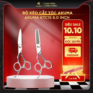 Bộ Kéo Cắt Tóc Tay Trái AKUMA KTC15 6inch, Thép Nhật Cao Cấp - Bảo Hành 12 Tháng
