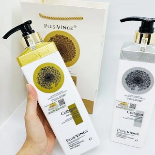 Cặp Dầu Gội Xả Collagen Vinge 1000ML  Giảm Rụng Phục Hồi Tóc Hư Tổn KPL22