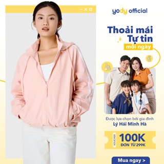 Áo Khoác Gió Nữ YODY Dáng Rộng Phối Dây Dệt, áo khoác bomber WCWC25F014