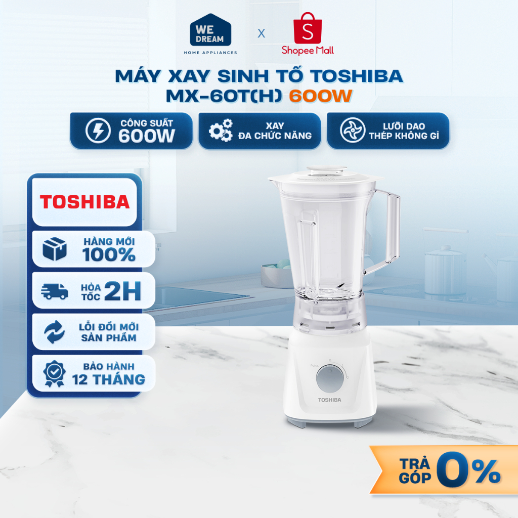 MX-60T(H) - Máy Xay Sinh Tố Toshiba 600W MX-60T(H) - Hàng Chính Hãng, Mới 100%