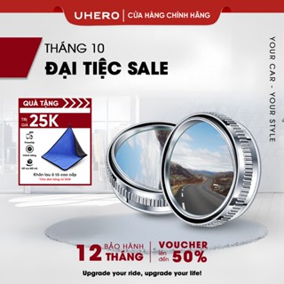 Cặp 2 gương cầu lồi ô tô Chính Hãng UHERO góc rộng xoay 360 xoá điểm mù, có đế hút chân không