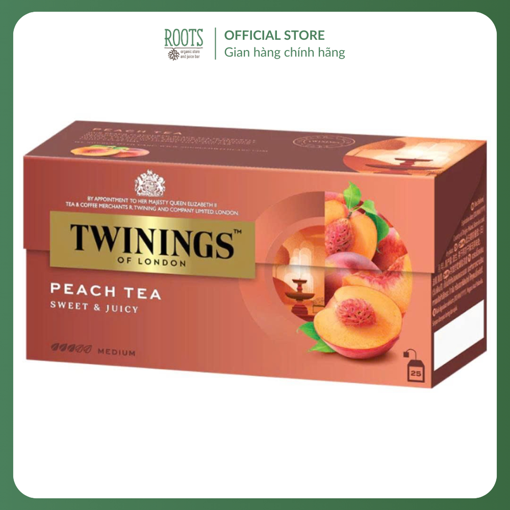 (Ship hỏa tốc) TWININGS - Trà Đào, Peach Tea, Sweet & Juicy, 25 Túi Trà (50g)