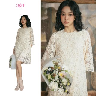  Đầm babydoll suông ren hoa tay dài dịu dàng Joliet phù hợp đi làm đi chơi OLV 