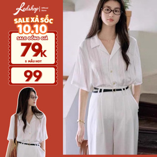 Áo sơ mi nữ cổ vest REDSHOP chất thô boil mát vintage thanh lịch phong cách Hàn Quốc 308014