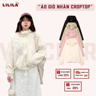 Áo khoác dù nữ LILILA form croptop có dây rút, áo khoác gió nhăn phong cách thể thao năng động - G70