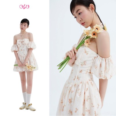 Đầm OLV hoa corset trễ vai tôn dáng Mallory tiểu thư điệu đà phù hợp đi chơi đi cà phê