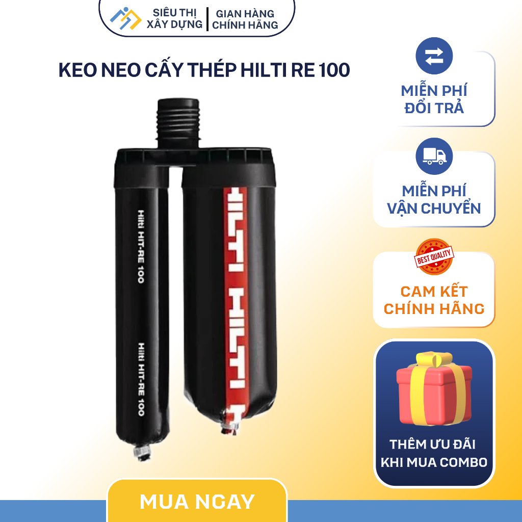 Keo Neo Cấy Thép HILTI RE 100, Keo Hỗ Trợ Khoan Cấy Thép/bulong Vào Kết Cấu Bê Tông