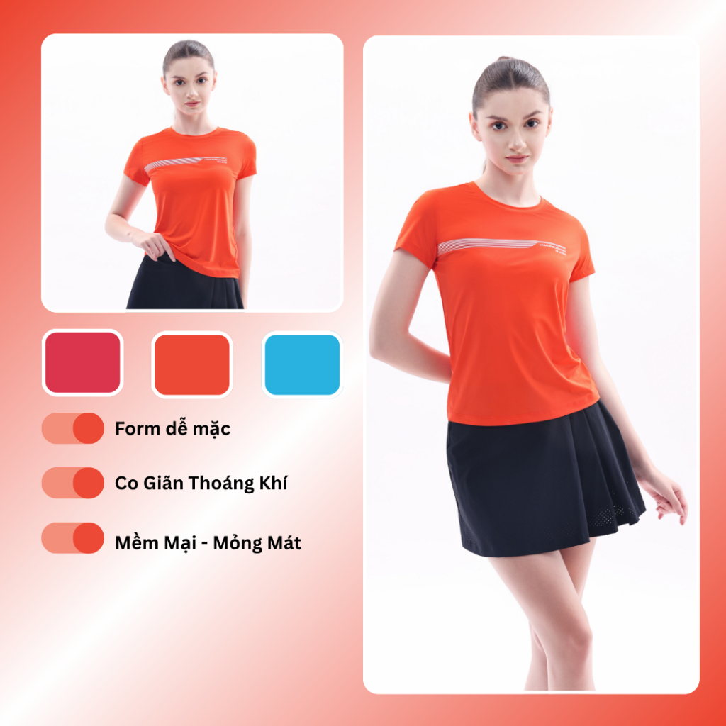 Áo T-Shirt Nữ Livan Sport LV25S04F223 In Ngang - Áo Thun Co Giãn 4 Chiều Mềm Mịn, Thoải Mái Vận Động
