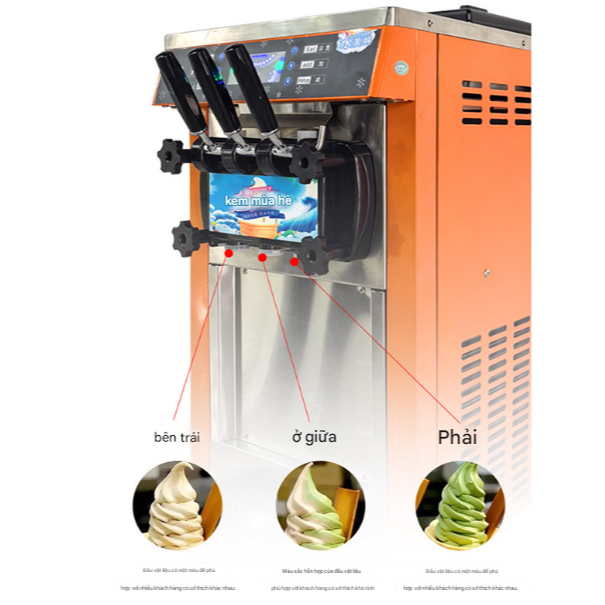 Máy làm kem tươi 3 vòi để bàn cao cấp. Hàng nhập khẩu, bảo hành 12 tháng