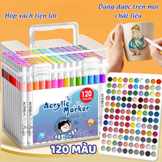  Bút vẽ Acrylic hộp vuông lớn 120 chiếc dụng cụ nghệ thuật sống động chống thấm nước cho sổ lưu niệm tự làm 