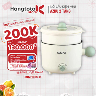 Nồi Lẩu Điện Mini AZHU 1.8L – Công Suất 600W, Đa Năng, 2 Nấc Nhiệt, Kèm Hấp, Có Tay Cầm