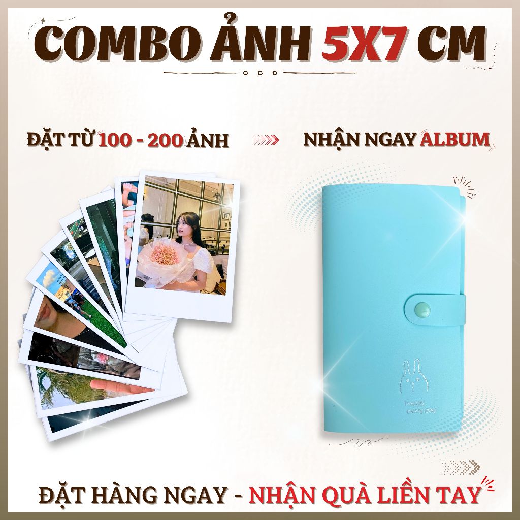 [TẶNG KÈM ALBUM] In 100 hoặc 200 ảnh 5x7 cm, in theo yêu cầu, ảnh không phai màu, ảnh in sắc nét