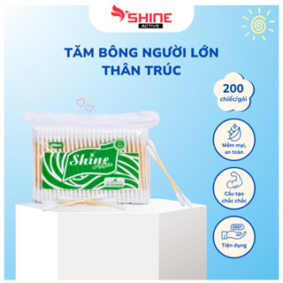 Tăm bông ngoáy tai,200 bông ráy tai thân trúc khử trùng 2 đầu thân thiện với môi trường shine active