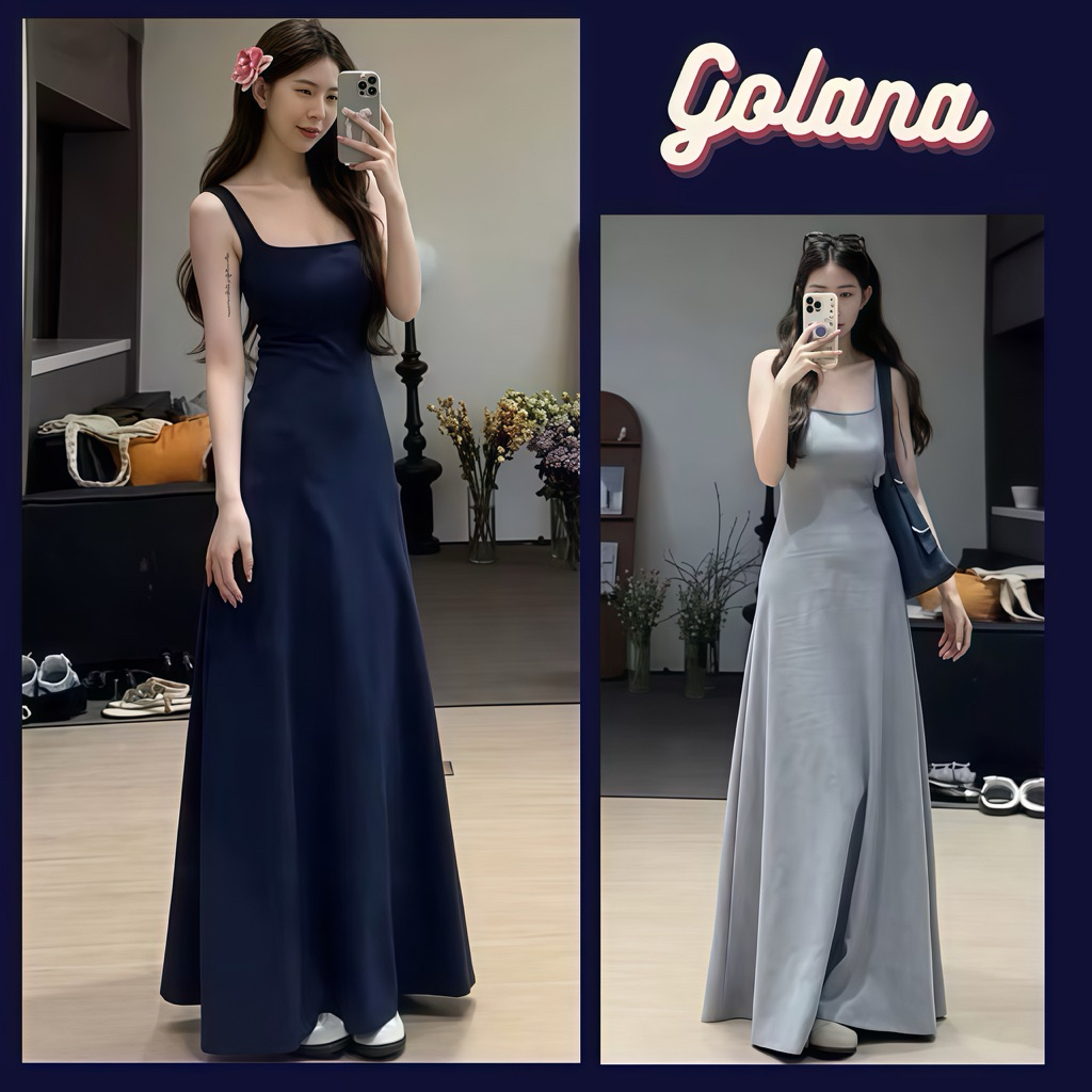 VÁY 2 DÂY NỮ CÚP NGỰC CỔ VUÔNG DÁNG DÀI, ĐẦM BODY HAI DÂY ALISA KIỂU NỮ TÍNH (Bigsize) | BigBuy360 - bigbuy360.vn