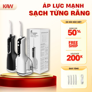 Máy Tăm Nước KAW Hàng Chính Hãng Fullbox Phụ Kiện Kèm 4 Đầu Tăm, Bình lớn, tốc độ mạnh, pin trâu.
