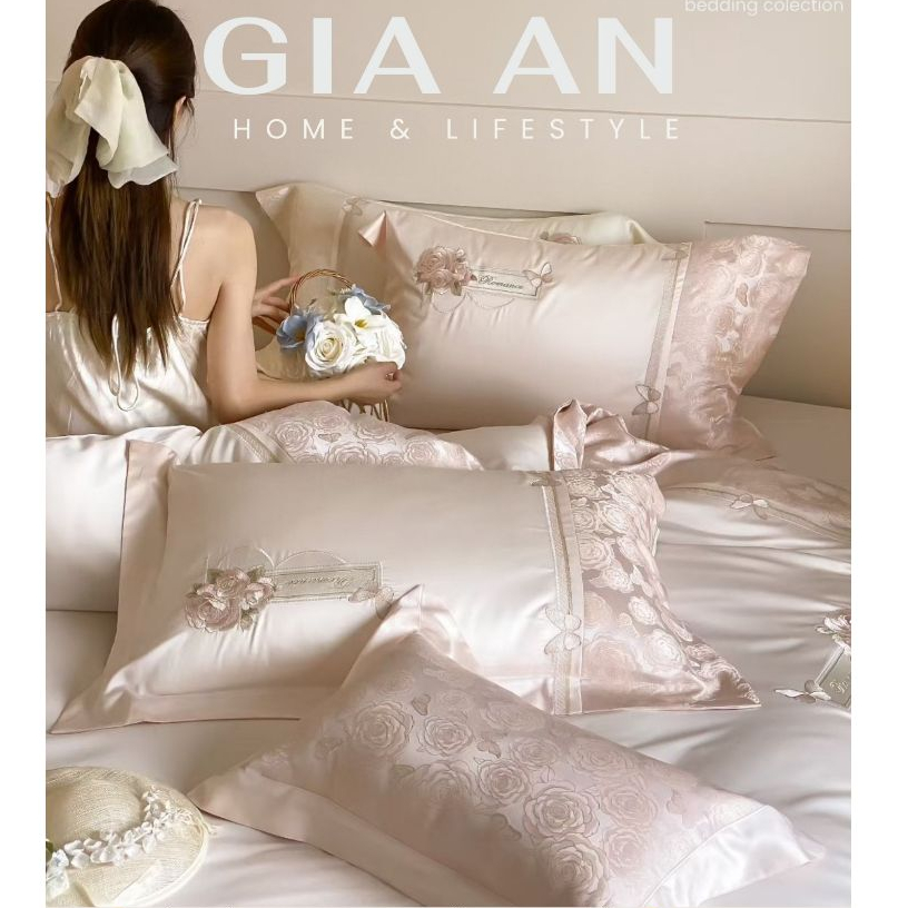 🌸💫 BỘ CHĂN GA TENCEL THÊU HOA 💫Bộ chăn ga Tencel thêu cao cấp mang đến không gian phòng ngủ lãng mạn