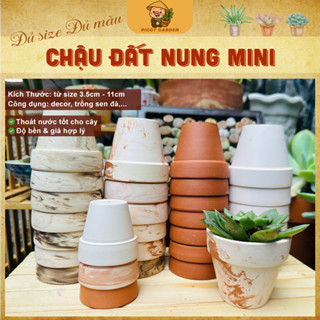 Chậu đất nung trồng sen đá, xương rồng mini - cây để bàn - Bonsai mini - Kích thước nhiều size, màu