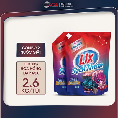 Combo 2 túi nước giặt Lix 3.5kg hương Nắng tinh khôi sạch thơm, lưu hương suốt ngày dài Lixco Việt Nam 2C-17503