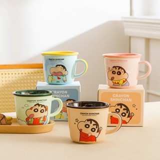  【Chính Hãng Crayon Shinchan Cốc Sứ Dễ Thương 340ml Có Vạch Đo – Giữ Nhiệt Tốt Dùng Cho Cà Phê Sữa Quà Tặng Bạn Gái 