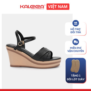  Đi Êm Nhẹ Như Không  Sandal Đế Xuồng Nữ Kaleea SD03 Cao 8.5cm Đế Đúp Quai Chéo Tôn Dáng 