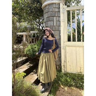  FOURMOOD - Chân Váy Dài Dáng Phồng Bo Eo Freesize Phong Cách Vintage HONI SKIRT 