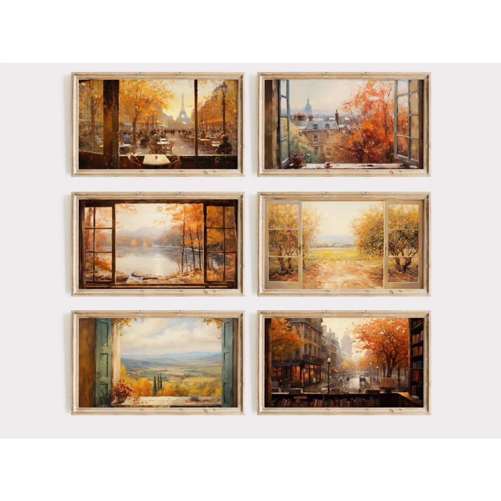 (Nhiều Mẫu) Tranh in Canvas Bên Khung Cửa Sổ (Đã có khung, móc, đinh treo) - The Canvas House